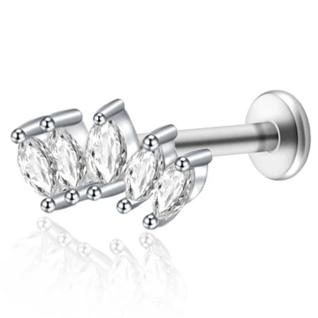 Piercing Triple Feuille de Cristal