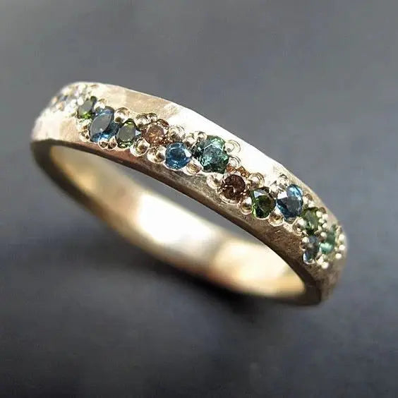 BAGUE JONC PIERRE PRÉCIEUSE BRUME OCÉANE