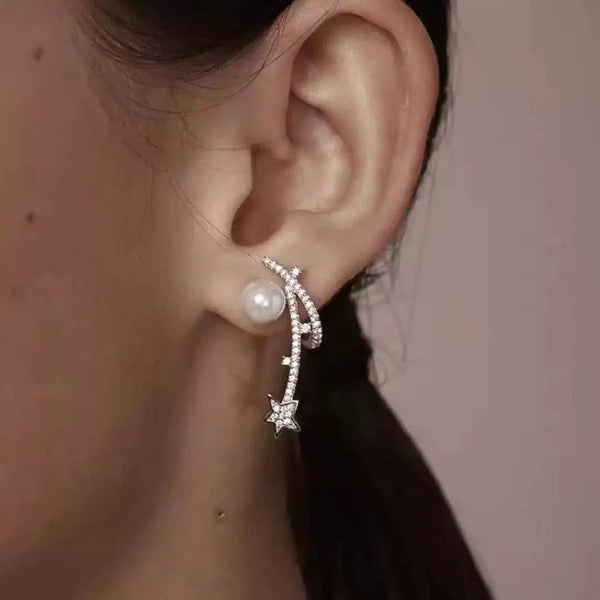 BOUCLES D’OREILLES EN ARGENT STERLING AVEC PERLES MÉTÉORE
