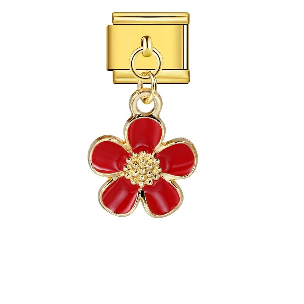 Fleur rouge pendante