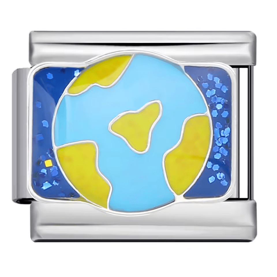 Planète bleue et jaune charm