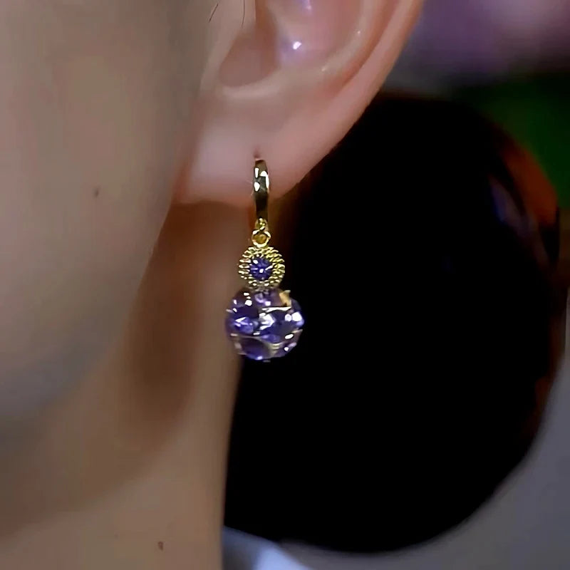 Boucles d’oreilles luxe balle diamant violet plaqué
