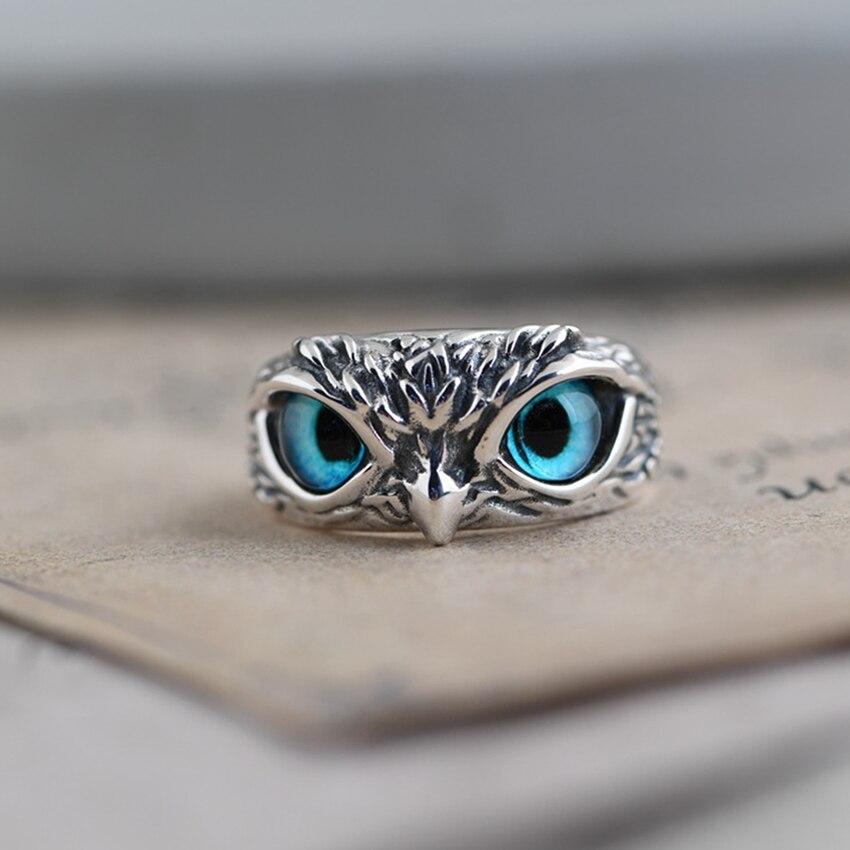 BAGUE CHOUETTE PORTE-BONHEUR EN ARGENT AVEC OPAL