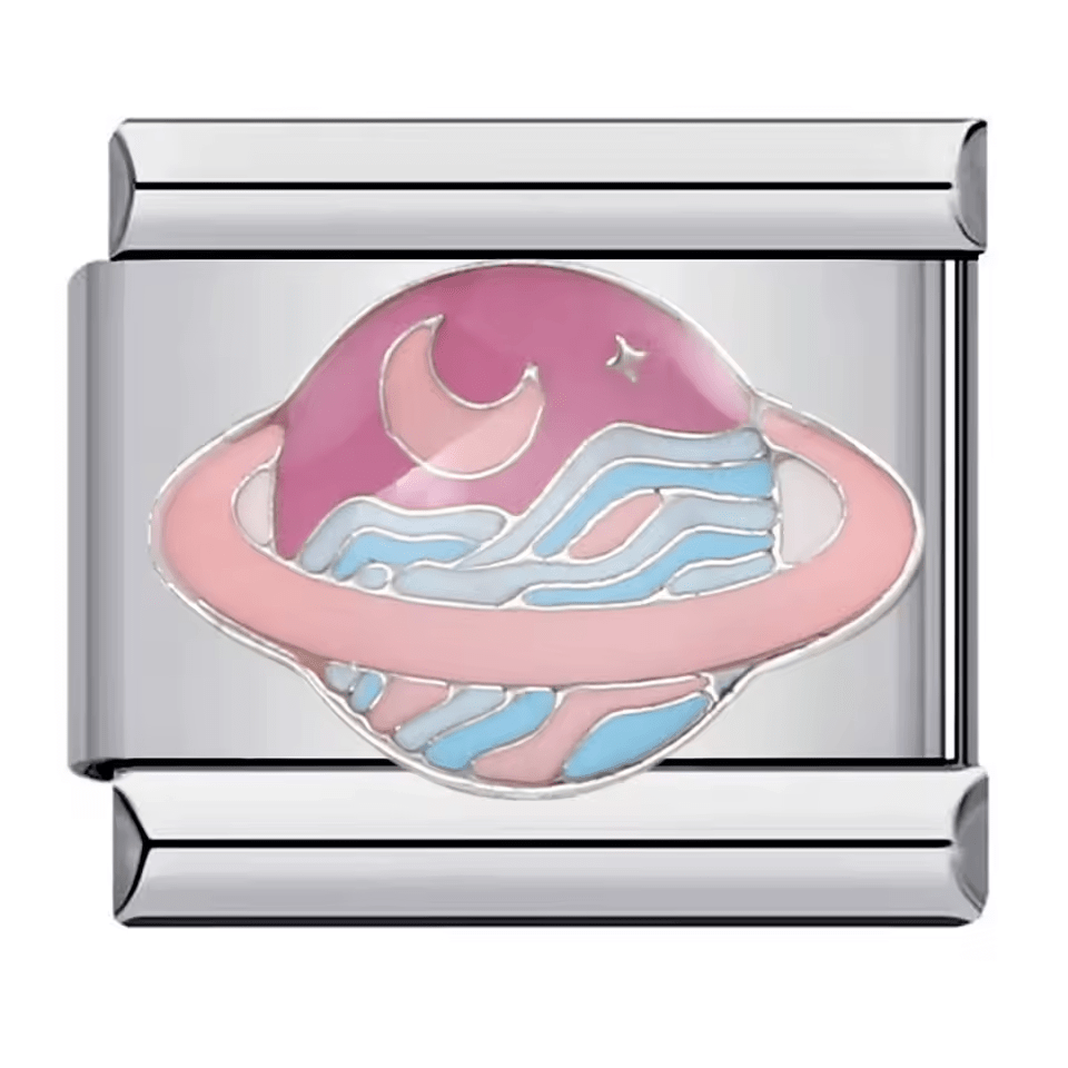 Planète rose et bleue charm