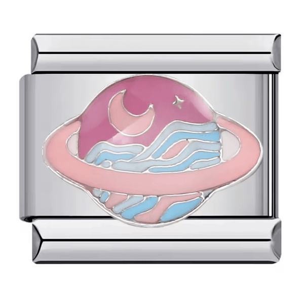 Planète rose et bleue charm