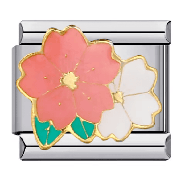 Fleurs rose et blanche