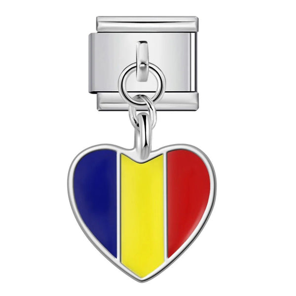 Drapeau Roumanie cœur charm