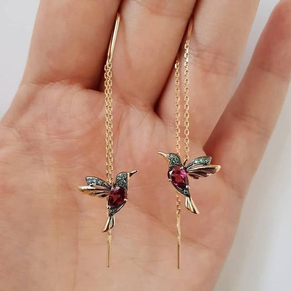BOUCLES D’OREILLES COLIBRI ÉTINCELANTES EN ÉMAIL